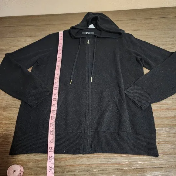 Quince Mongolian Cashmere Full-Zip Hoodie NWOT Black Med - Picture 2 of 6